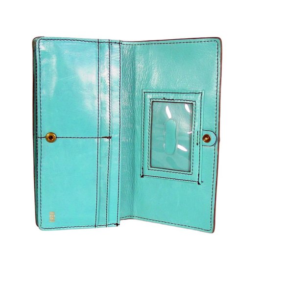 HOBO Alta $98 Aqua Leather Bi-Fold Clutch Organizer Wallet - Picture 6 of 10